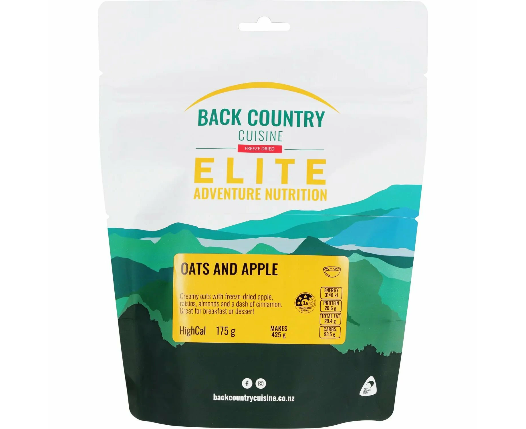 Back Country Cuisine Elite Freeze Dried Meal Oats and Apple 175g