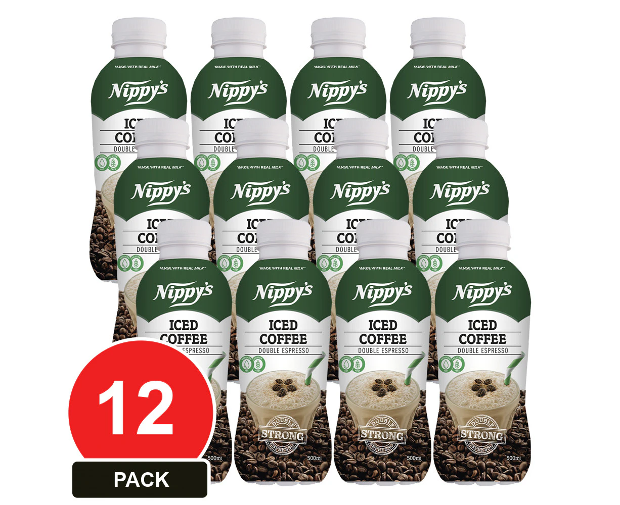 12 Pack, Nippy's 500ml Bottles Iced Coffee Double Espresso Flavoured Milk