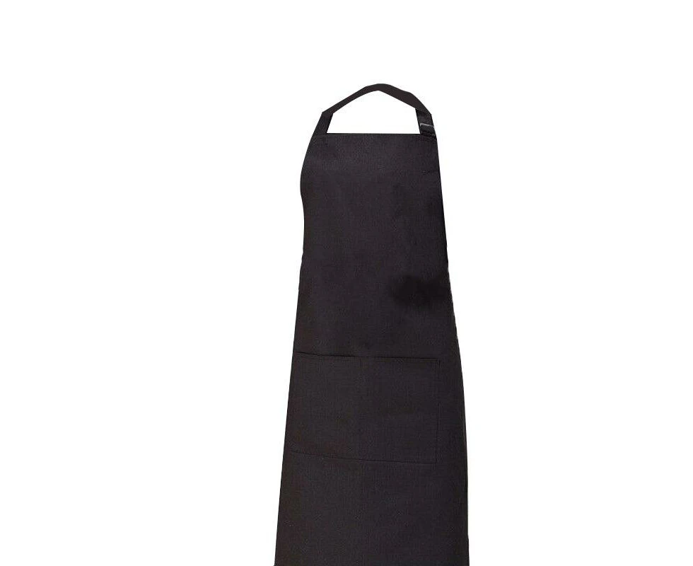 2Pcs Apron With Pocket Chef Butcher Kitchen Restaurant Cook Wear Cooking&Baking - Black