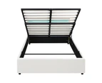 Oikiture Bed Frame Double Size RGB LED Gas Lift Storage Base White