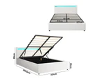 Oikiture Bed Frame Double Size RGB LED Gas Lift Storage Base White