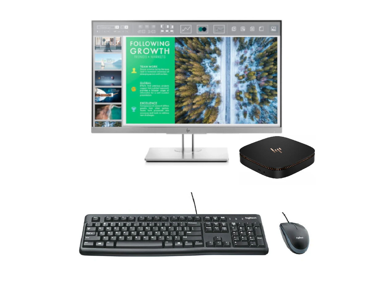 HP Elite Slice G2 MS-SRS Mini Bundle Desktop i5-7500T 2.7GHz 16GB RAM 480GB Windows 11 + 24" Monitor | Refurbished - Refurbished Grade A