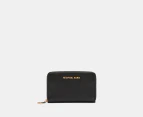 Michael Kors Jet Set Small Zip Around Card Case Wallet - Black