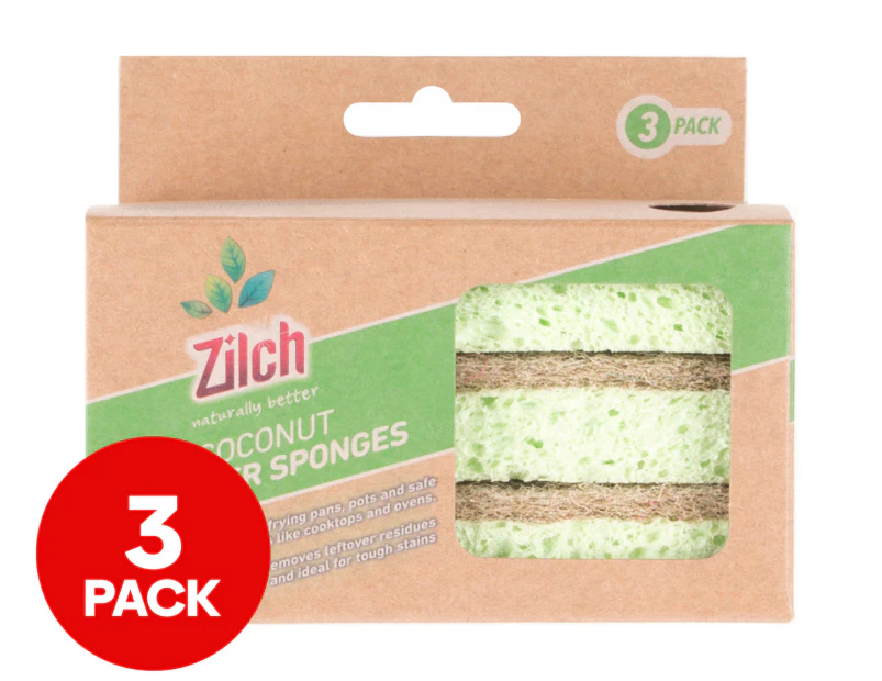 Zilch Naturally Better Coconut Scourer Sponges 3pk