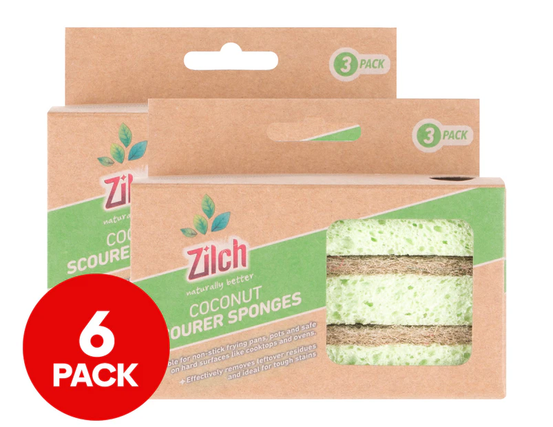 2 x 3pk Zilch Naturally Better Coconut Scourer Sponges