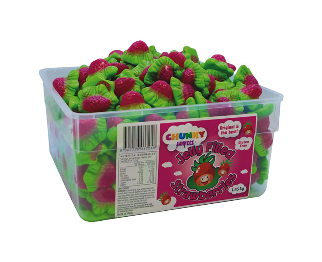 Chunky Funkeez Jelly Filled Strawberries Candy Lollies Sweets Bulk Pack 1.45kg