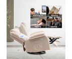 Advwin Recliner Chair 360° Swivel 8-Point Heated Massage Chair Beige Armchair Lounge