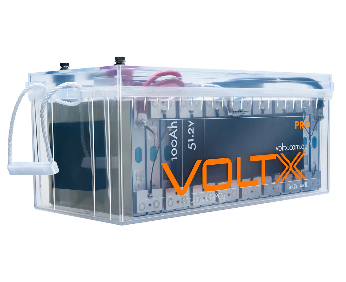 High-end Transparent VoltX Pro 48V 100Ah Lithium Battery LiFePO4 5120Wh 100A BMS Rechargeable Deep Cycle 4WD Solar Boat RV Camping Power Replace SLA AGM