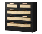 ALFORDSON 5 Chest of Drawers Storage Cabinet Rattan Dresser Tallboy Black