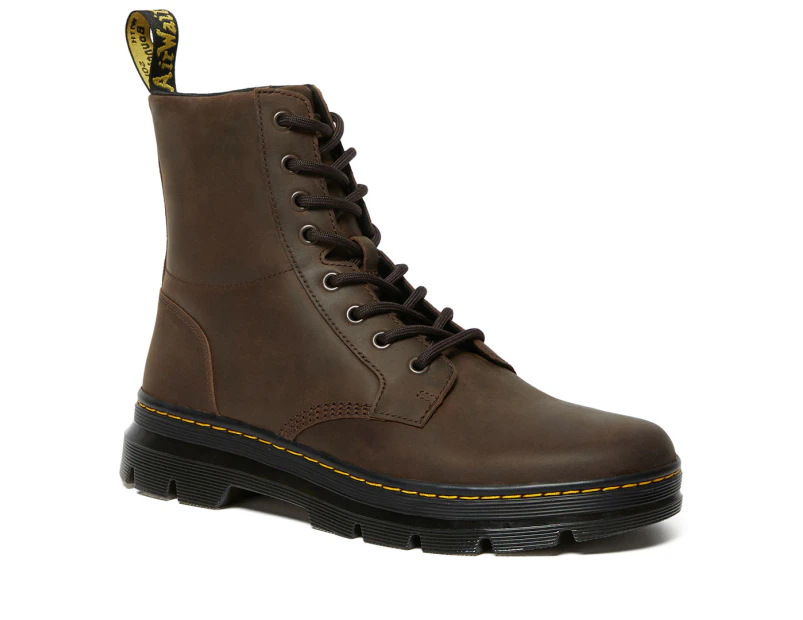 Dr. Martens Unisex Combs Crazy Horse Leather Boots - Dark Brown