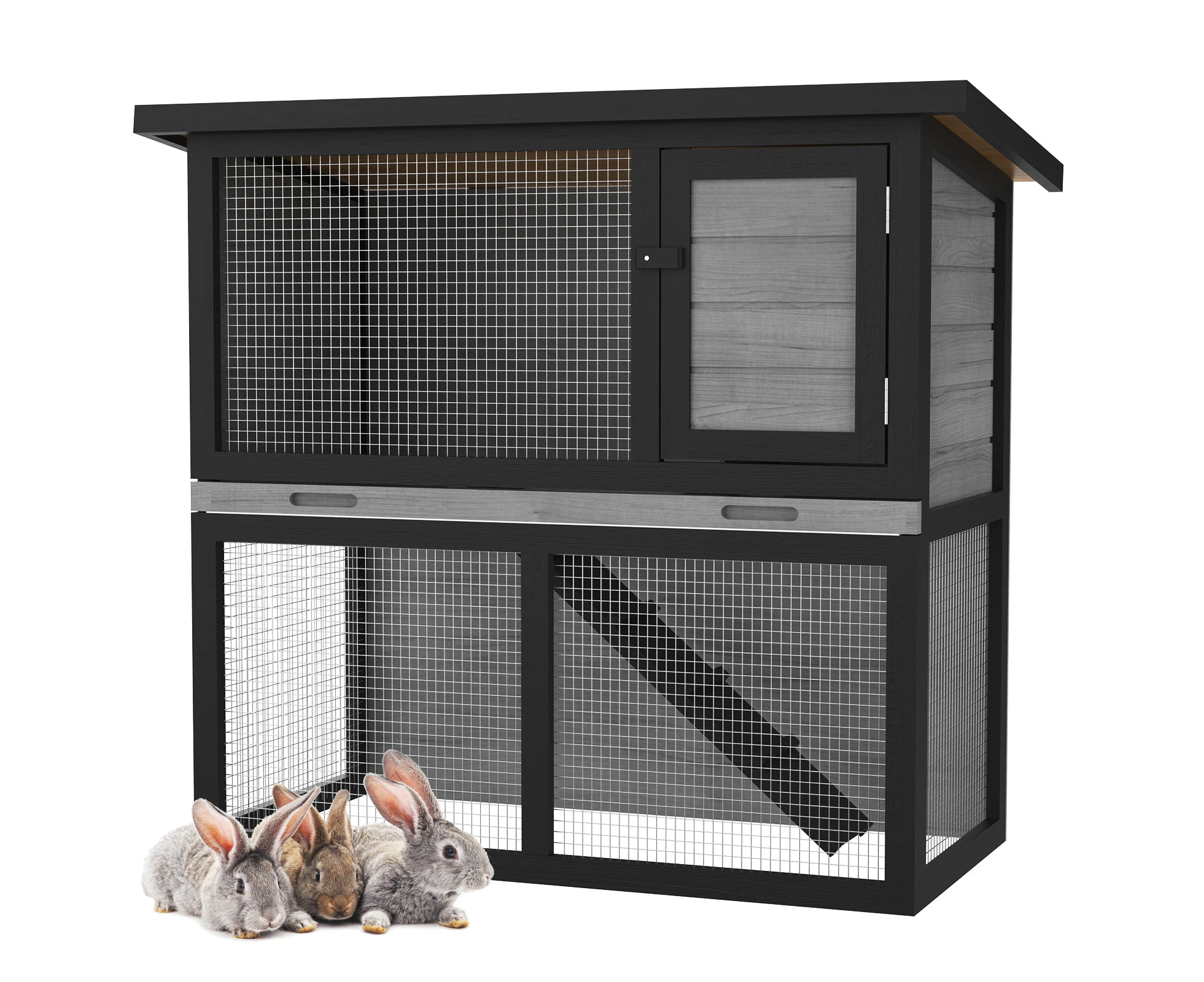 Advwin Rabbit Hutch 2 Storey Wooden Rabbit Pet Cage Chicken Coop Guinea Pig House