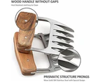 2x Stainless Steel BBQ Meat Claws Bear Claws W/Wooden Handle