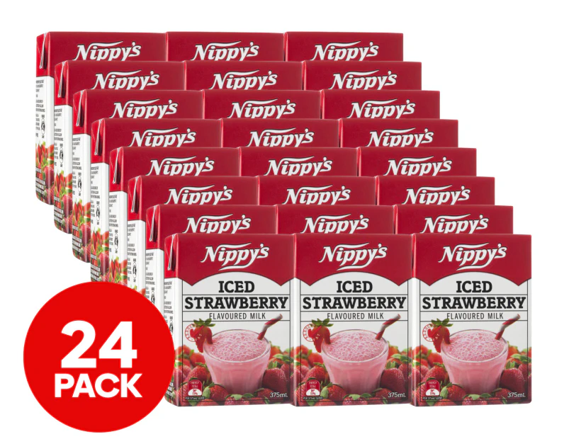24 x Nippy's Flavoured Milk Iced Strawberry 375mL