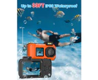 4K HD Underwater Camera 33FT Waterproof Camera 65MP Rugged Dustproof Shockproof, Autofocus Selfie Dual-Screen Underwater Camera with 64GB Card -Black