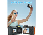 4K HD Underwater Camera 33FT Waterproof Camera 65MP Rugged Dustproof Shockproof, Autofocus Selfie Dual-Screen Underwater Camera with 64GB Card -Black