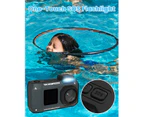 4K HD Underwater Camera 33FT Waterproof Camera 65MP Rugged Dustproof Shockproof, Autofocus Selfie Dual-Screen Underwater Camera with 64GB Card -Black