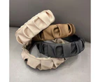 Women Headband Hairband Ruched Ruffle Headband Headwear Hair Band Hoop Fashion - Beige