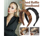 Women Headband Hairband Ruched Ruffle Headband Headwear Hair Band Hoop Fashion - Champagne