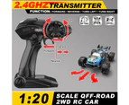 RC Cars 1:20 Scale Remote Control Car, 2.4GHZ Fast Racing Monster Car, All Terrains RC Truck with Two Rechargeable Batteries for Boys Kids Adults