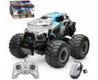 RC Cars Remote Control Car 1:16 Off Road Monster Truck, 2.4GHz All Terrain Stunt Car with Spray Music and Light, Rechargeable Batteries Play Toy Vehicle