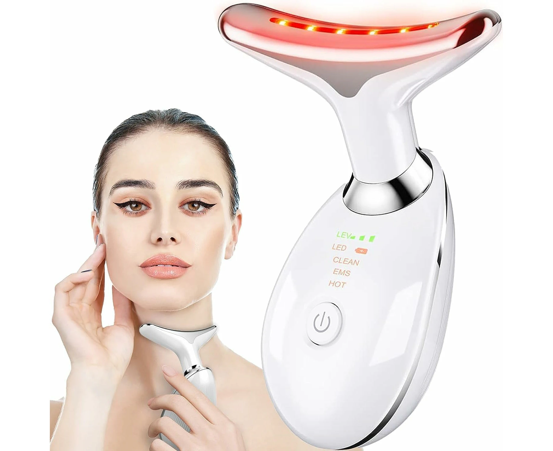 Vibration Lily Face Neck Massager Face Sculpting Tool Triple-Action Wrinkle Remover Skin Rejuvenation Device with Thermal