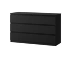 Oikiture 6 Chest of Drawers Lowboy Storage Cabinet Dresser Table Bedroom Black