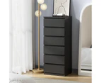 Oikiture 6 Chest of Drawers Tallboy Dresser Table Storage Cabinet Bedroom Black