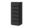 Oikiture 6 Chest of Drawers Tallboy Dresser Table Storage Cabinet Bedroom Black