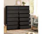 Oikiture 6 Chest of Drawers Tallboy Dresser Table Storage Cabinet Bedroom Black