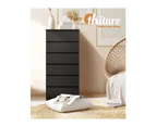 Oikiture 6 Chest of Drawers Tallboy Dresser Table Storage Cabinet Bedroom Black