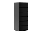 Oikiture 6 Chest of Drawers Tallboy Dresser Table Storage Cabinet Bedroom Black