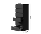 Oikiture 6 Chest of Drawers Tallboy Dresser Table Storage Cabinet Bedroom Black