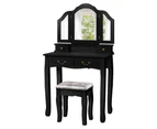 ALFORDSON Dressing Table Stool Set Makeup Foldable Mirror Vanity - Black