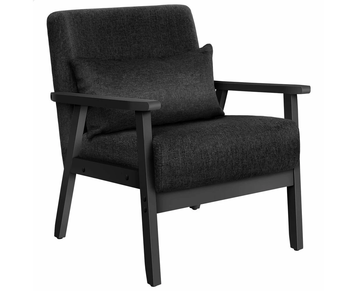 ALFORDSON Armchair Wooden Accent Chair Fabric All Black