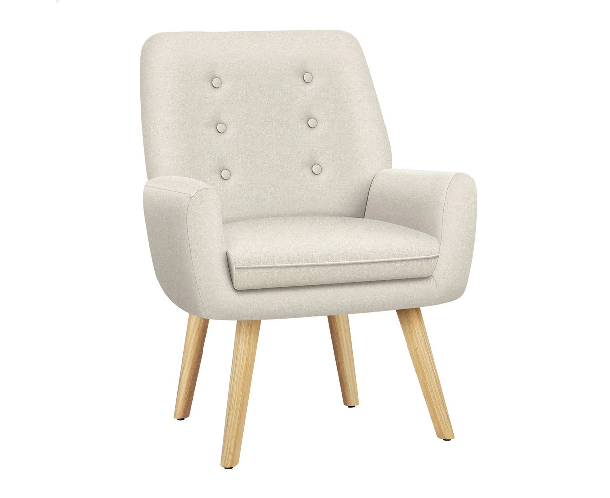 ALFORDSON Armchair Wooden Accent Chair Fabric Beige