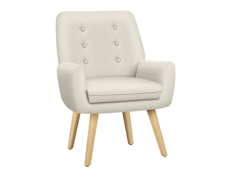 ALFORDSON Armchair Wooden Accent Chair Fabric Beige