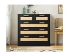 ALFORDSON 5 Chest of Drawers Storage Cabinet Rattan Dresser Black
