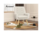 ALFORDSON Armchair Wooden Accent Chair Fabric Beige