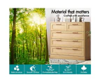 ALFORDSON 5 Chest of Drawers Storage Cabinet Rattan Dresser Oak