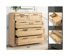 ALFORDSON 5 Chest of Drawers Storage Cabinet Rattan Dresser Oak