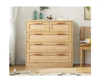 ALFORDSON 5 Chest of Drawers Storage Cabinet Rattan Dresser Oak