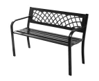 Costway Patio Bench Loveseat Weatherproof Garden Bench 3 Seater Steel Outdoor Furniture Balcony Park Black