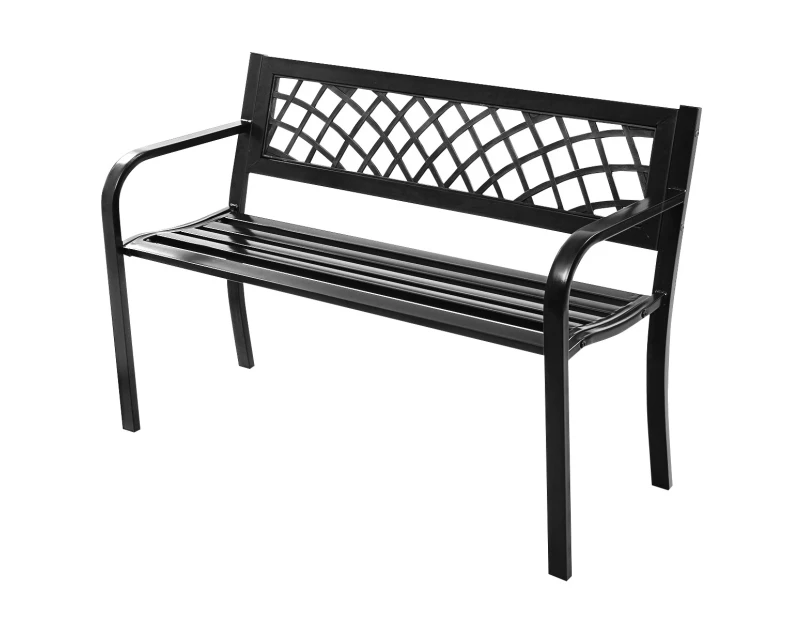 Costway Patio Bench Loveseat Weatherproof Garden Bench 3 Seater Steel Outdoor Furniture Balcony Park Black