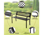 Costway Patio Bench Loveseat Weatherproof Garden Bench 3 Seater Steel Outdoor Furniture Balcony Park Black