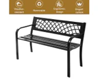 Costway Patio Bench Loveseat Weatherproof Garden Bench 3 Seater Steel Outdoor Furniture Balcony Park Black