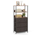 Giantex 3 Chest of Drawers Storage Cabinet Tower w/Open Shelves & Fabric Bins Drawer Dresser Tallboy