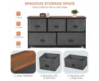 Giantex 5 Chest of Drawers Storage Cabinet Tower w/Fabric Bins Dresser Storage Organiser Tallboy Black