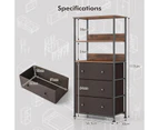 Giantex 3 Chest of Drawers Storage Cabinet Tower w/Open Shelves & Fabric Bins Drawer Dresser Tallboy