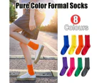 New Olid Pure Colour Formal Socks Cotton Fashion Casual Breathable Crew Socks - Yellow 2 Pairs