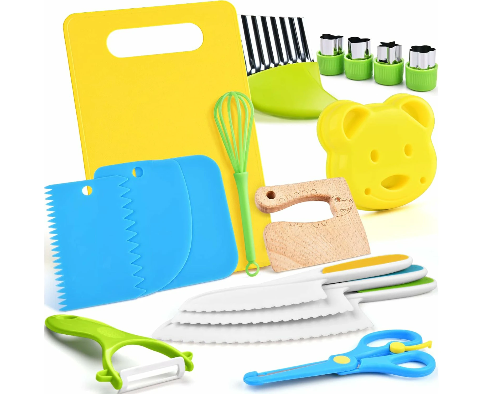 17PCS Kids Cooking Sets Real Cooking Montessori Kitchen Tools for Kids Safe Knives